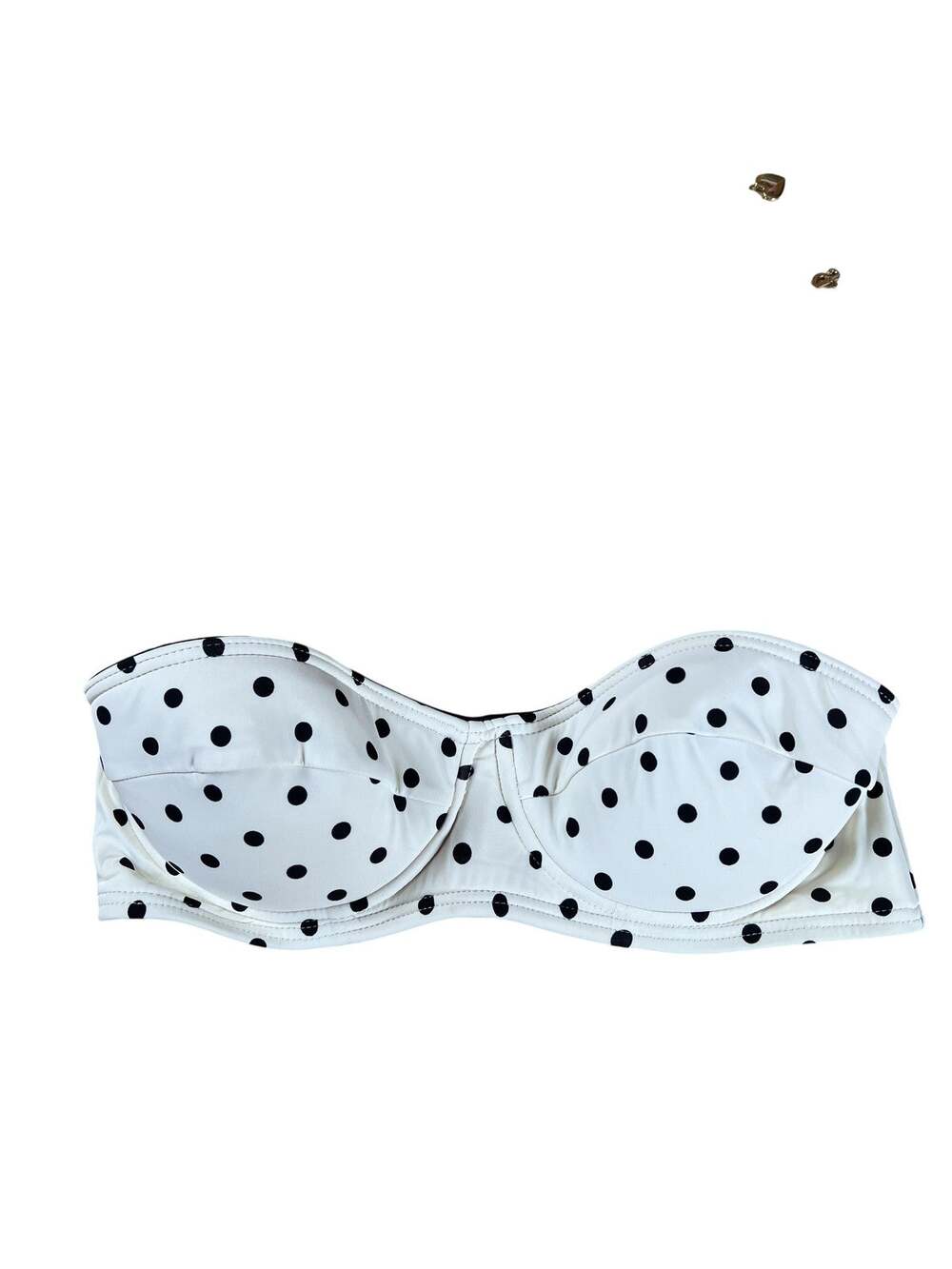 Juicy Couture Swim Top Womens XS White Polka Dot Halter Underwired Lined